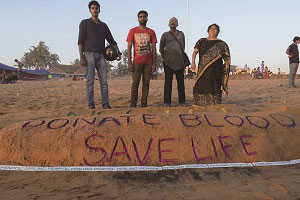 Supporting blood donations by students in India