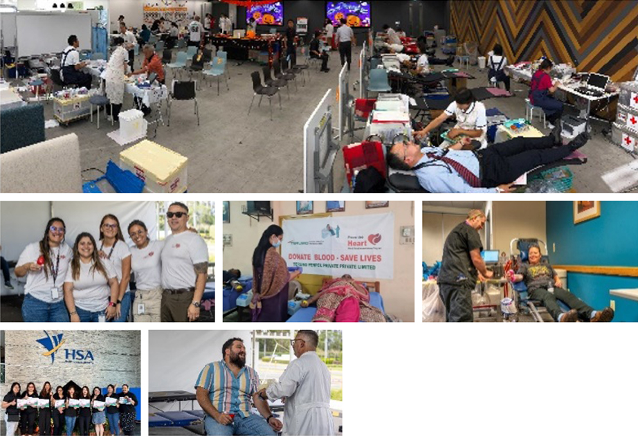 Terumo Blood and Cell Technologies associates around the world actively participating in blood donation drives
